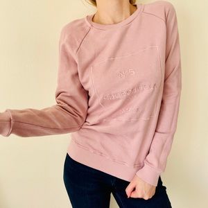 Dusty pink crew neck cotton long sleeve sweatshirt